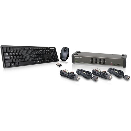 Iogear 4 Port Dvi Kvm And Wireless Keyboard/ Mouse Combo Includes GCS1104-KM1